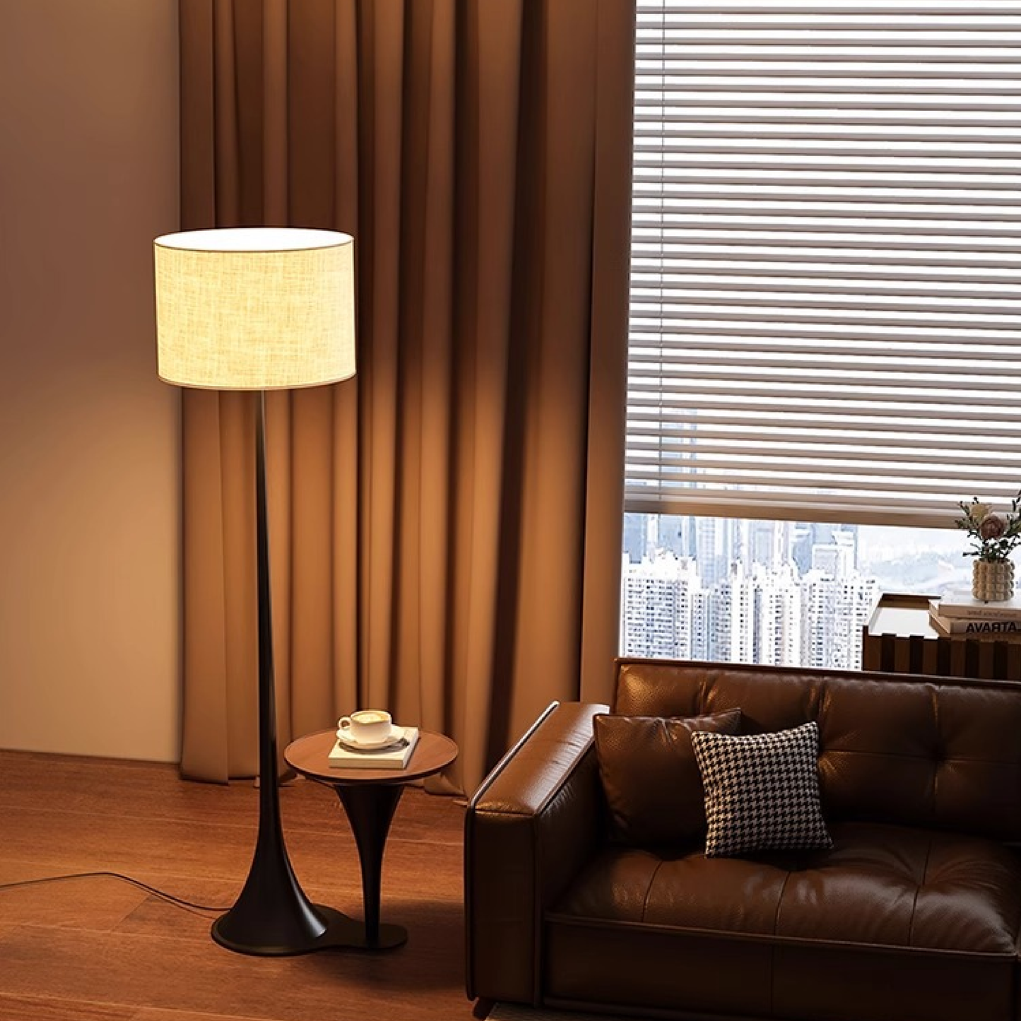 Elegance und Lavendel - Andero's Seidenglänzende Stehlampe