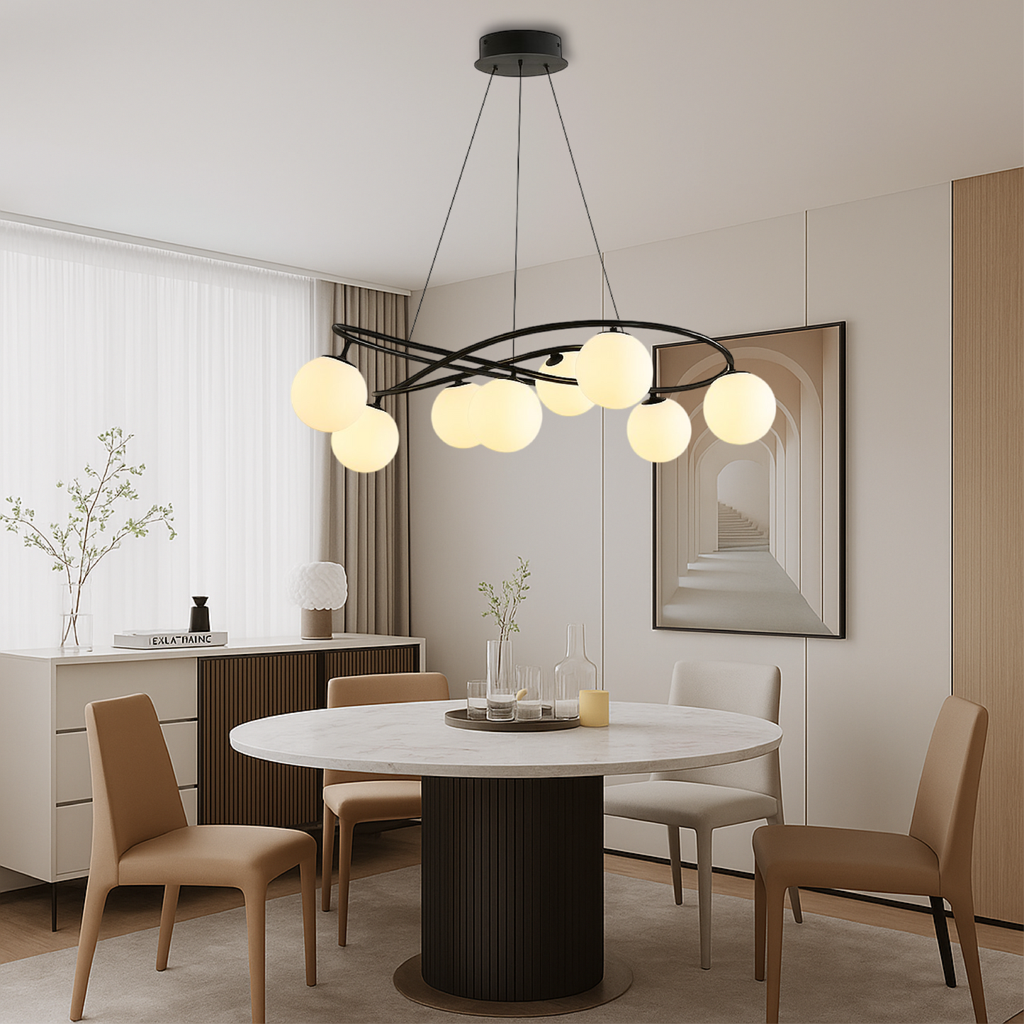Kronleuchter im Retro-Design im skandinavischen Stil in Schwarz