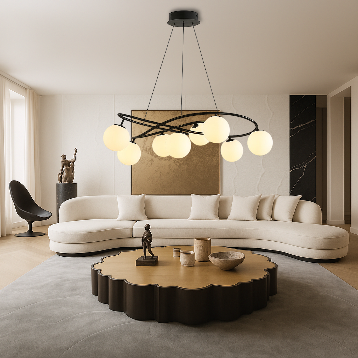 Kronleuchter im Retro-Design im skandinavischen Stil in Schwarz