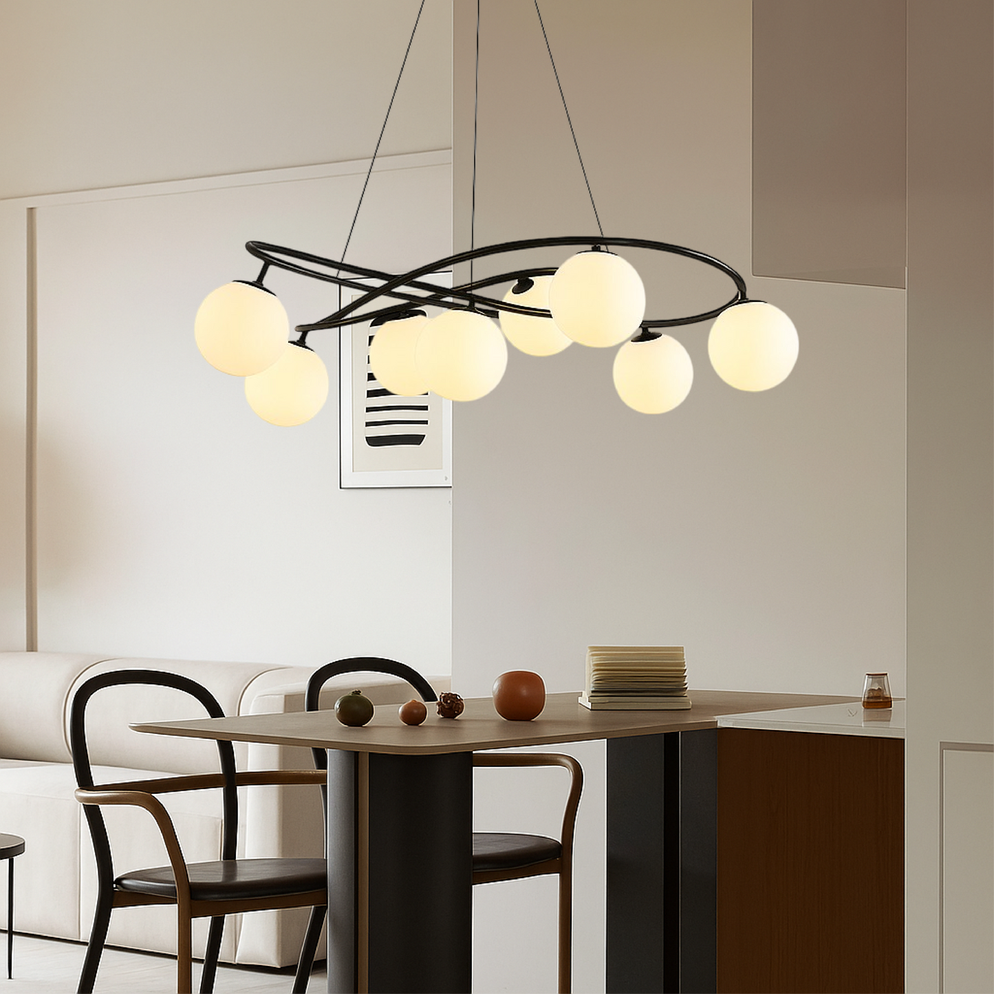 Kronleuchter im Retro-Design im skandinavischen Stil in Schwarz