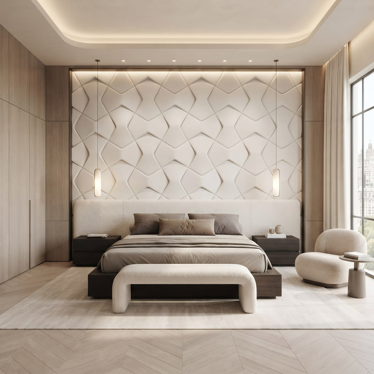 Bowtie Geometric 3D Leather Wall Panel