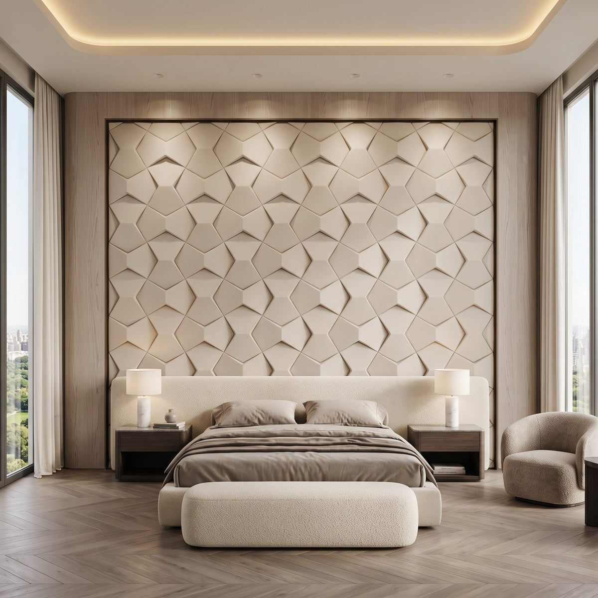Bowtie Geometric 3D Leather Wall Panel