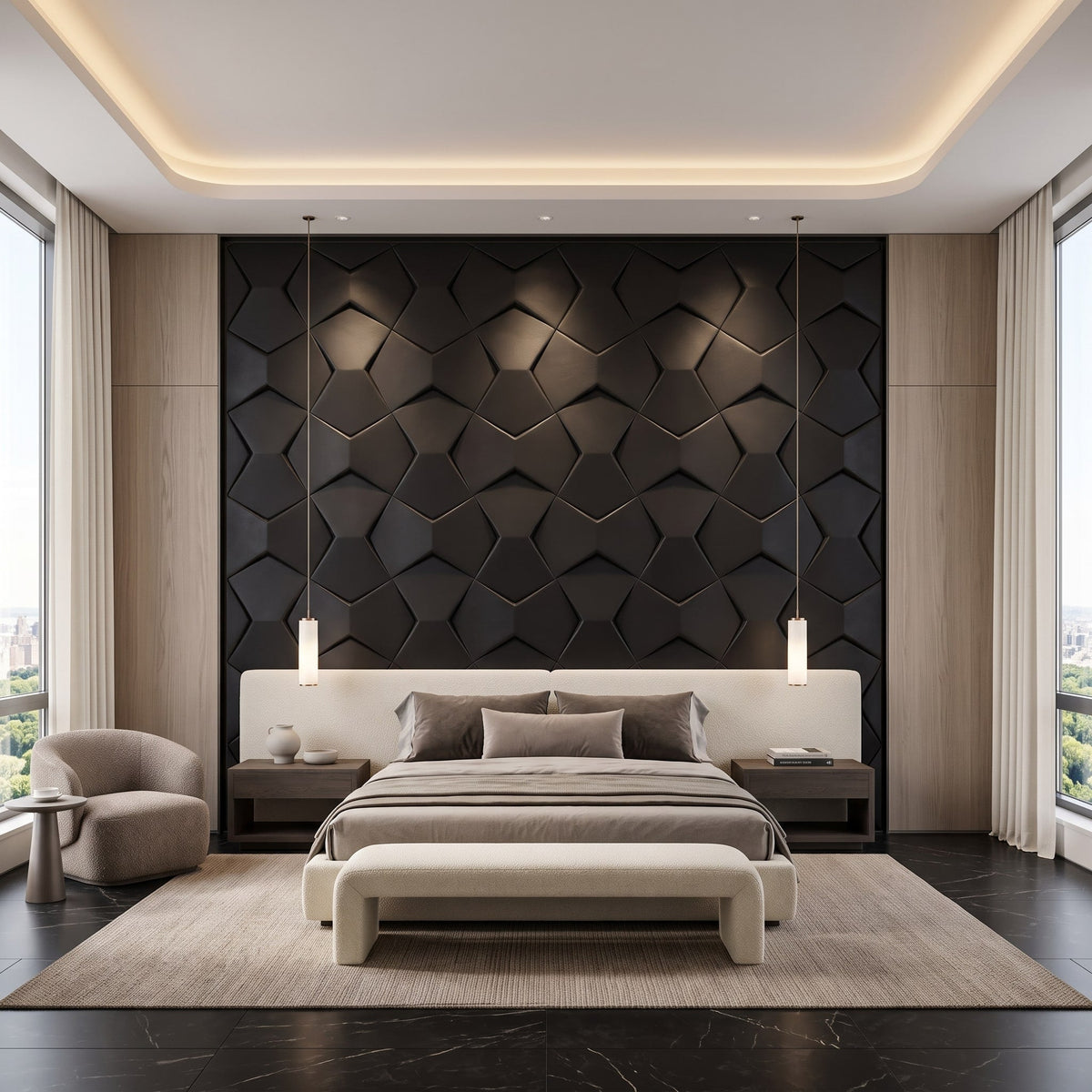 Bowtie Geometric 3D Leather Wall Panel