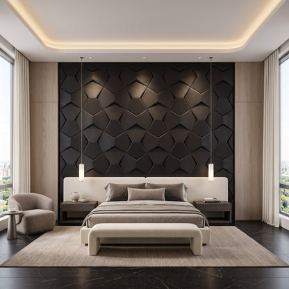 Bowtie Geometric 3D Leather Wall Panel