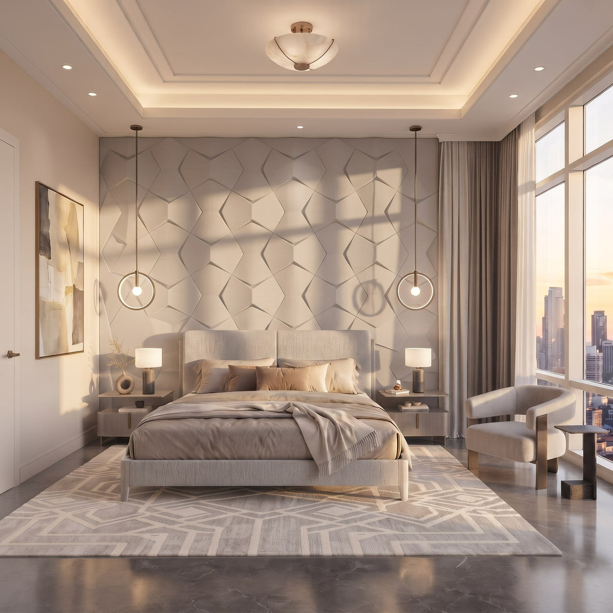 Bowtie Geometric 3D Leather Wall Panel