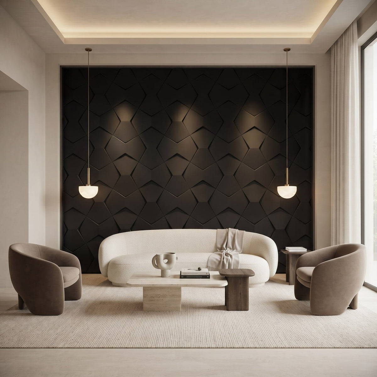 Bowtie Geometric 3D Leather Wall Panel