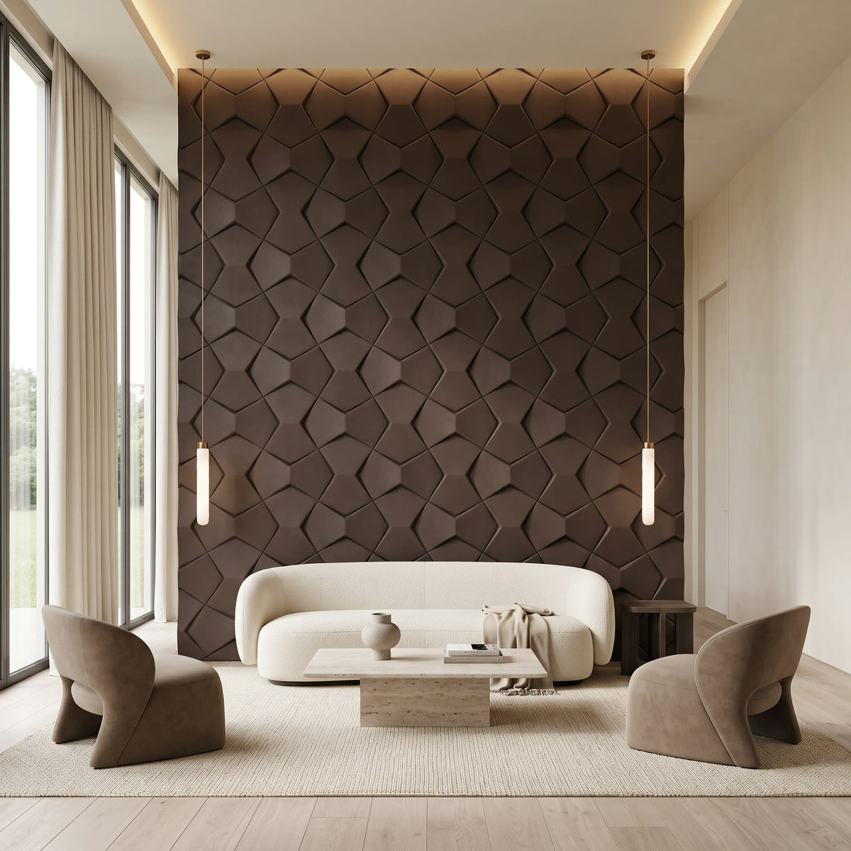 Bowtie Geometric 3D Leather Wall Panel