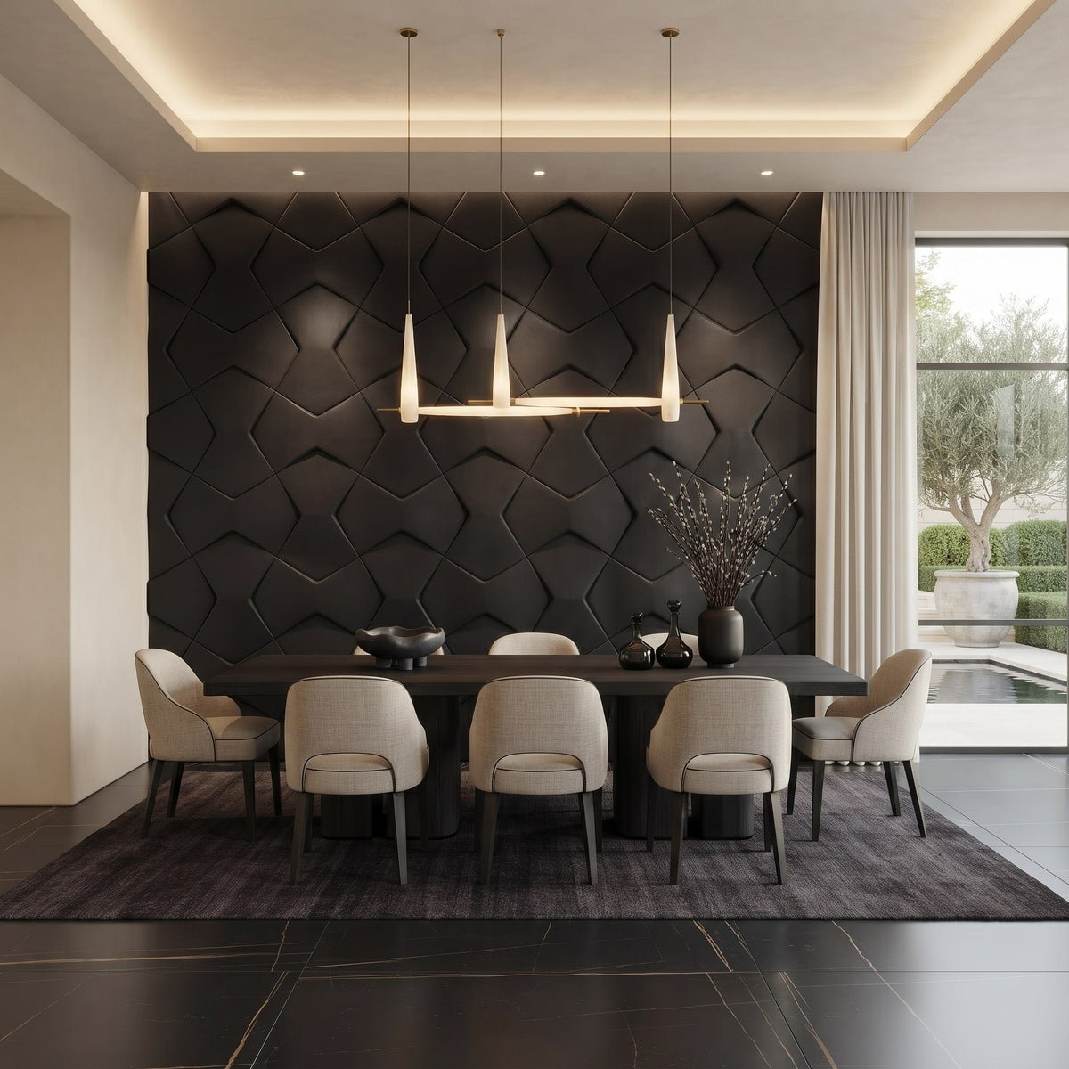 Bowtie Geometric 3D Leather Wall Panel
