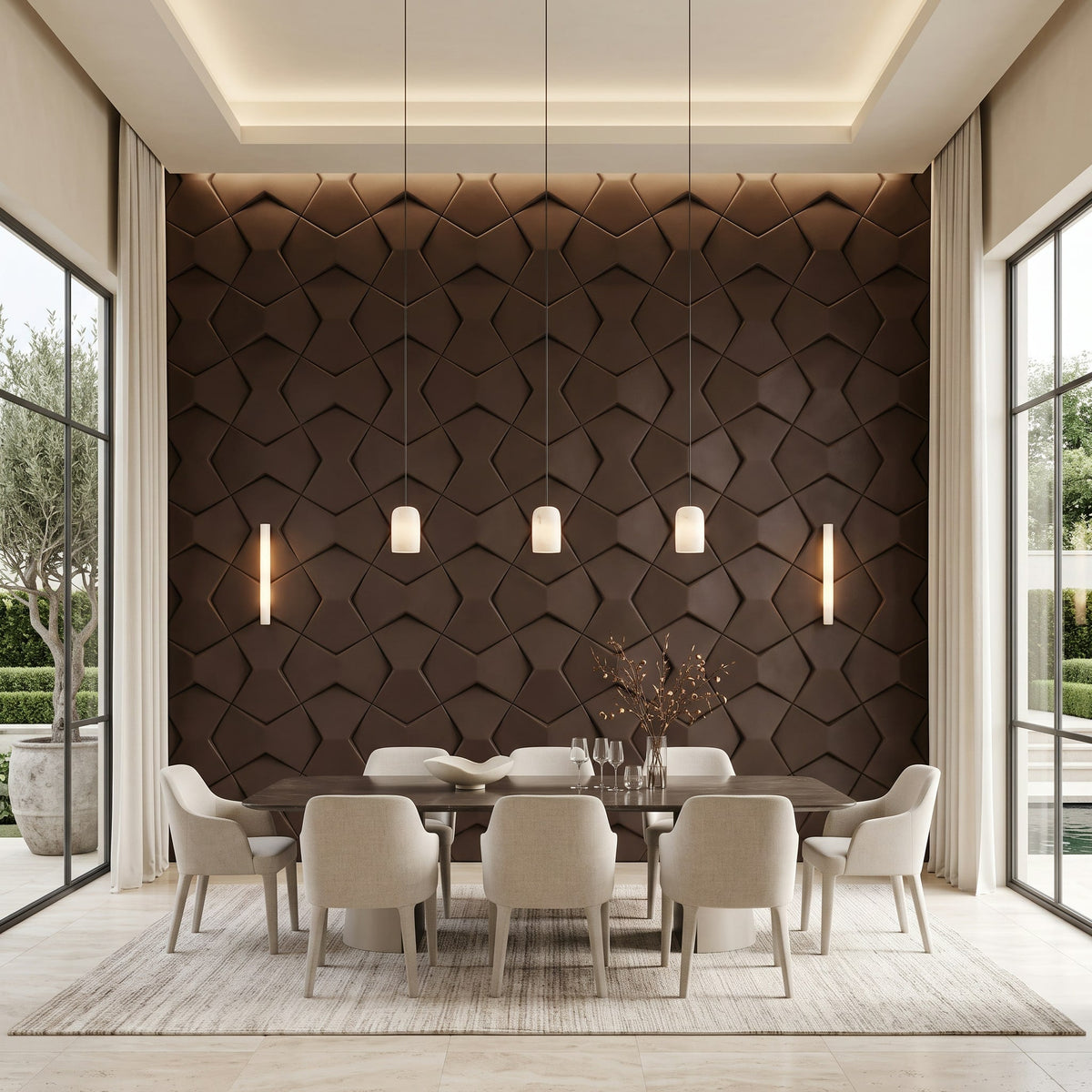 Bowtie Geometric 3D Leather Wall Panel