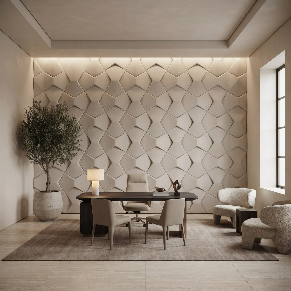 Bowtie Geometric 3D Leather Wall Panel