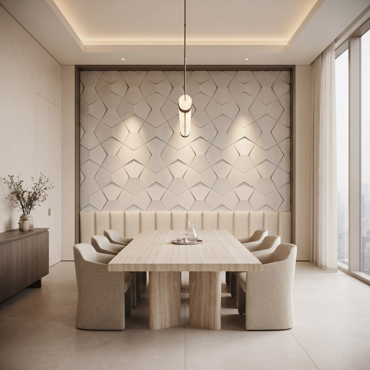 Bowtie Geometric 3D Leather Wall Panel