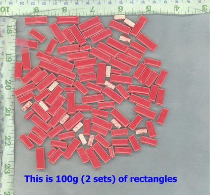 Jade Green Mini Rectangles Mosaic Tiles - 50g Ceramic in Mix of 3 Sizes 1/2" and 3/4"
