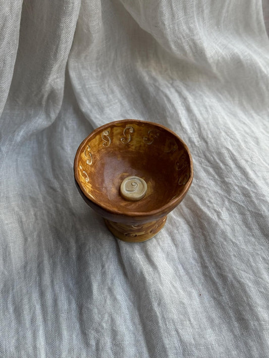 Handmade Ceramic Islamic Bakhoor Burner: Rustic Arabic Incense Stand