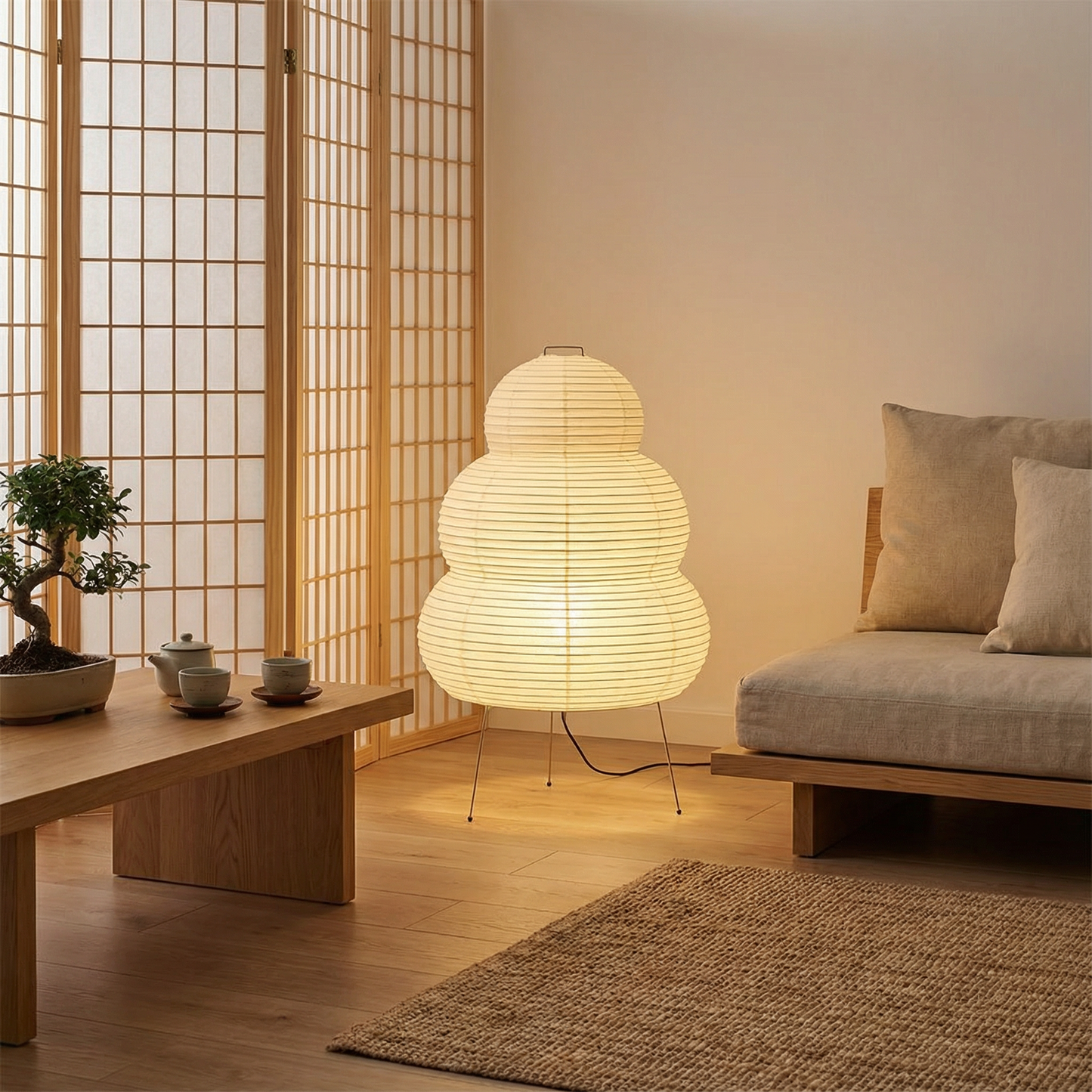 Elegance Rice Paper Floor Lamp for a Warm and Cozy Atmosphere