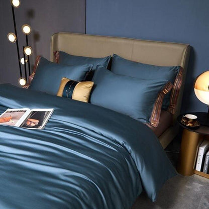 Blue Visna Duvet Cover Set (Long-Staple Sateen Cotton)