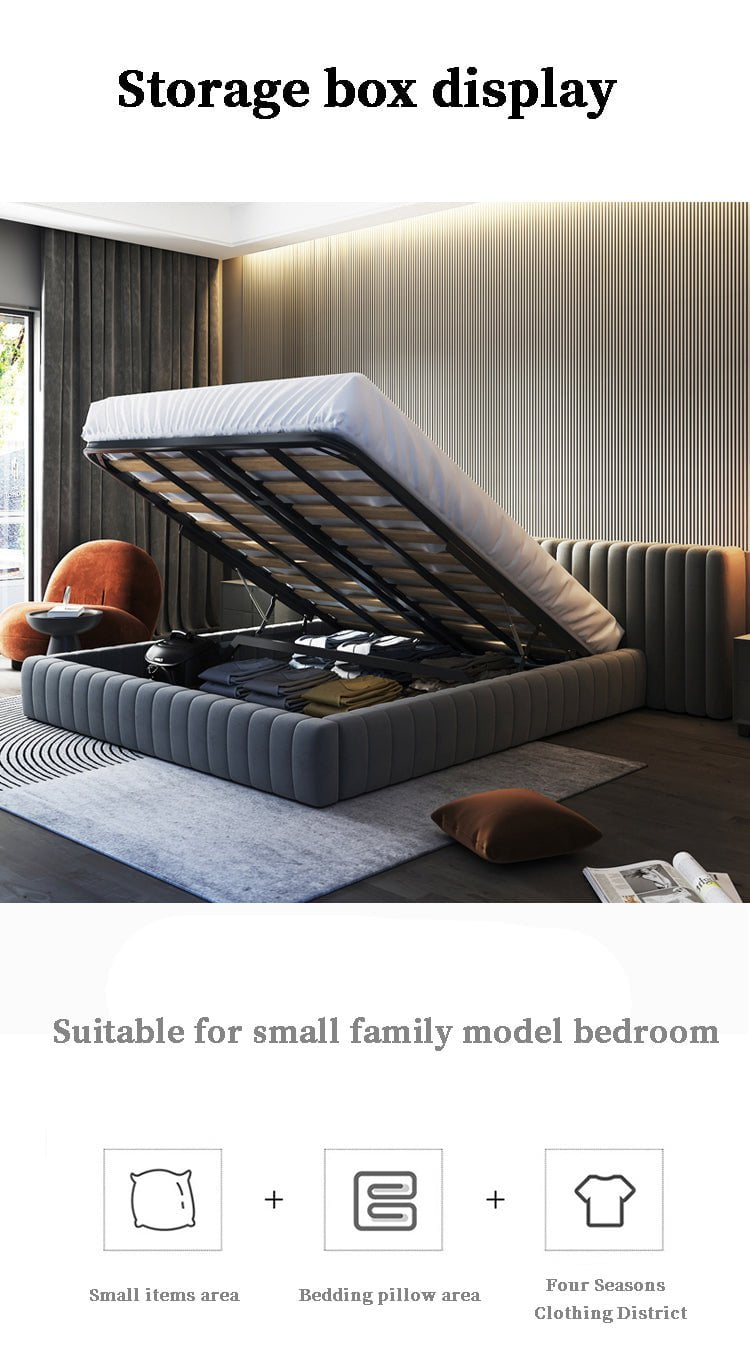 Ribbed Modern Upholstered Bed Frame