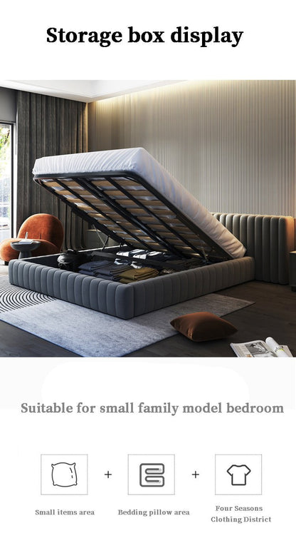 Ribbed Modern Upholstered Bed Frame