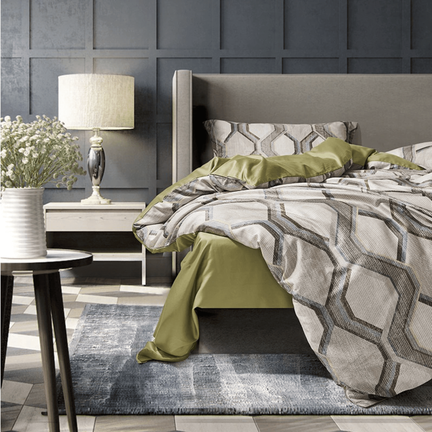 Geometric Waves Duvet Cover Set (Long-Staple Sateen Cotton)