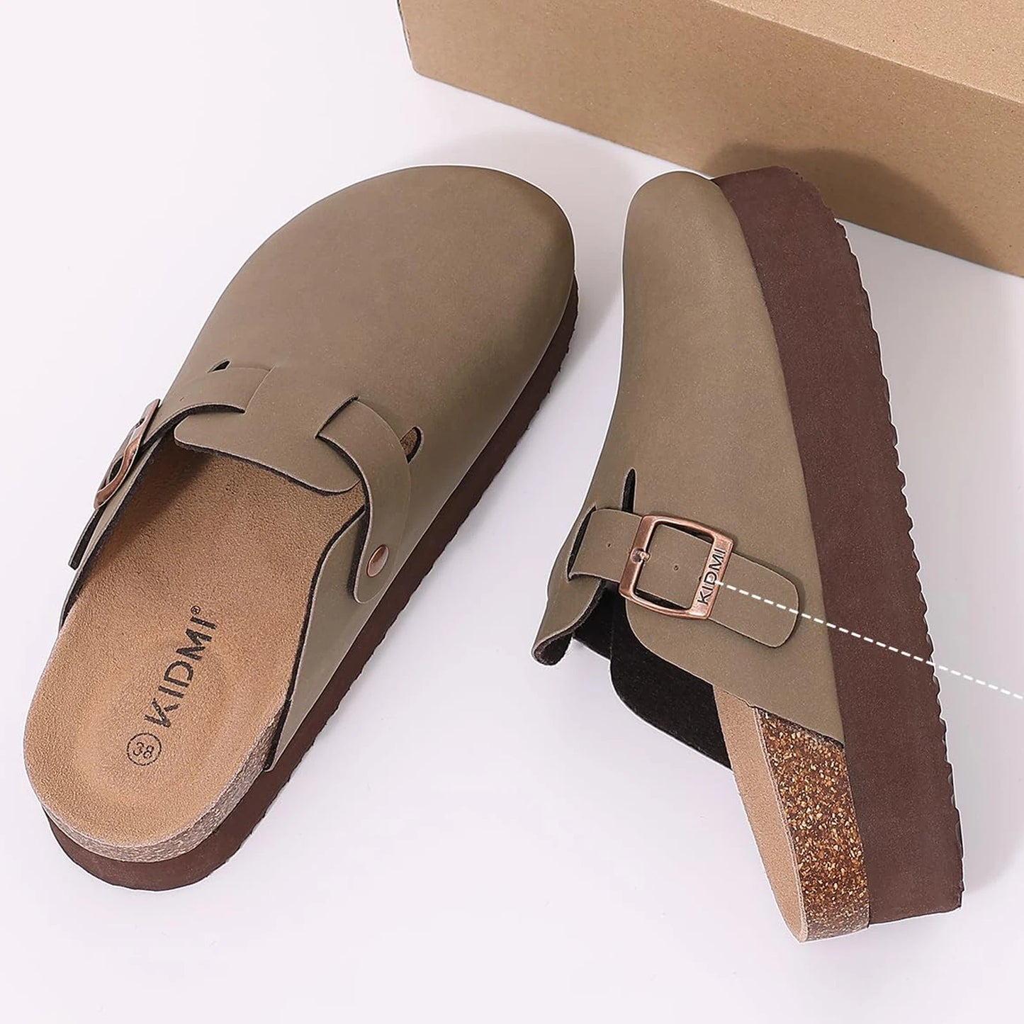 Comwarm Cork Sole Leather Clogs