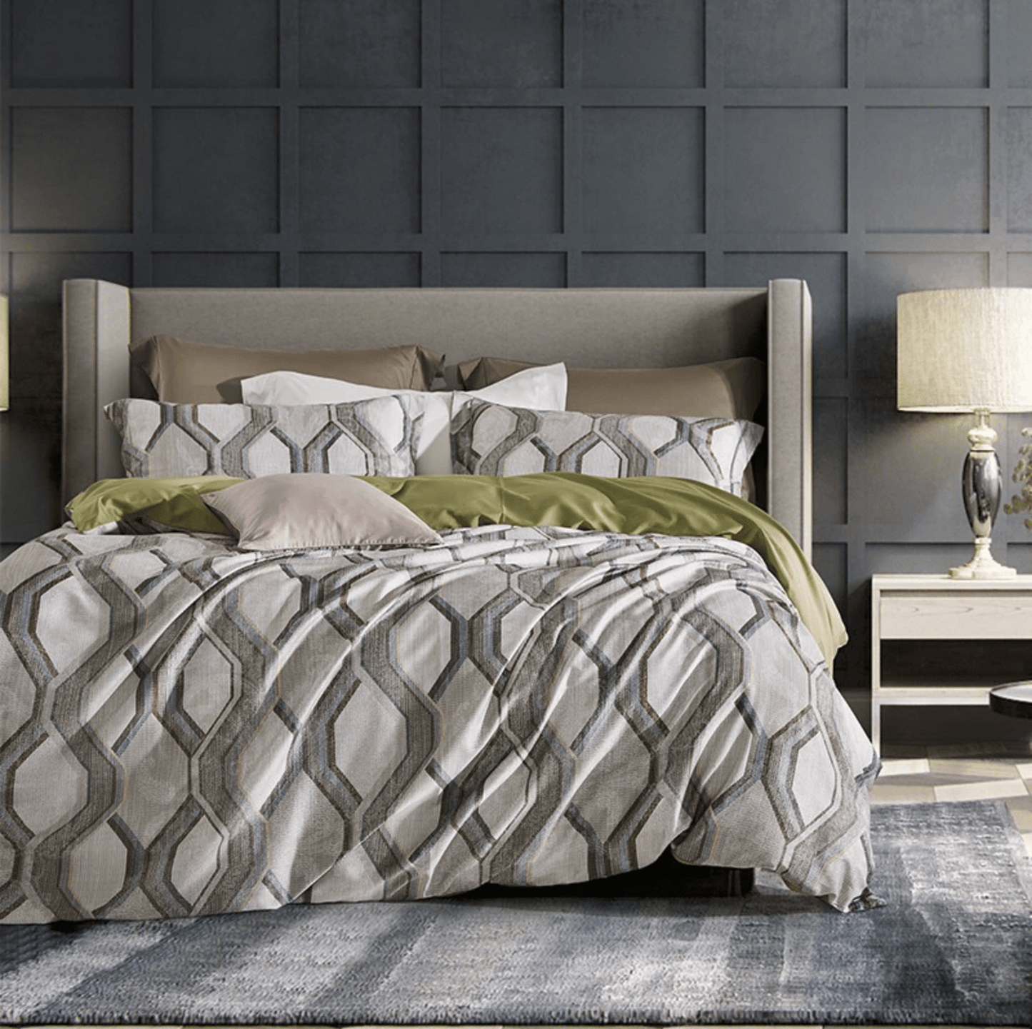 Geometric Waves Duvet Cover Set (Long-Staple Sateen Cotton)
