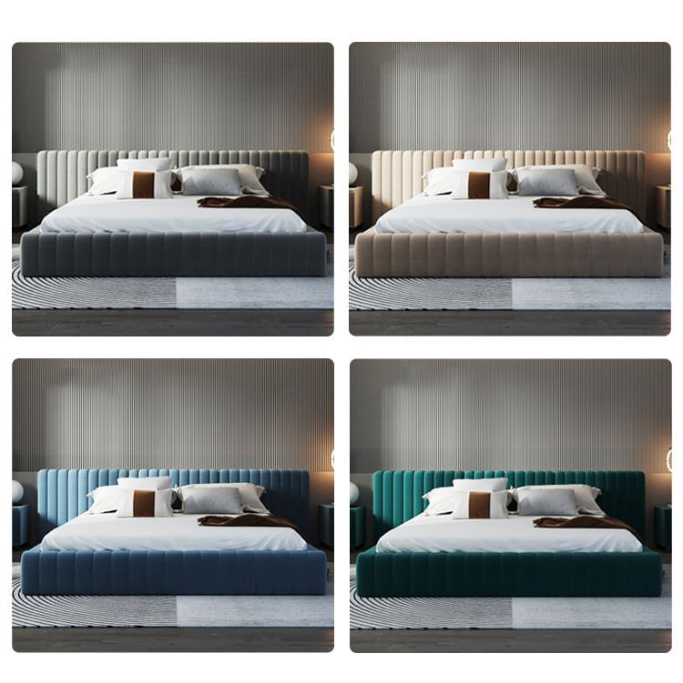 Ribbed Modern Upholstered Bed Frame