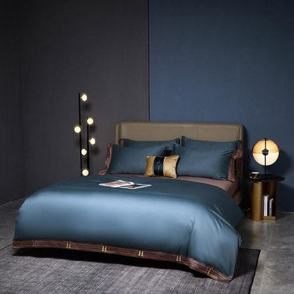 Blue Visna Duvet Cover Set (Long-Staple Sateen Cotton)