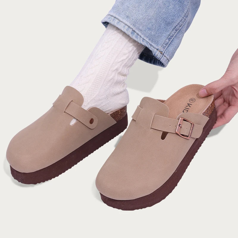 Comwarm Cork Sole Leather Clogs