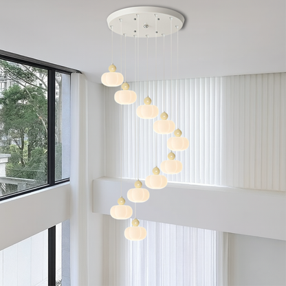 Cream Art Deco Staircase Chandelier – Elegant Hallway Lighting Fixture