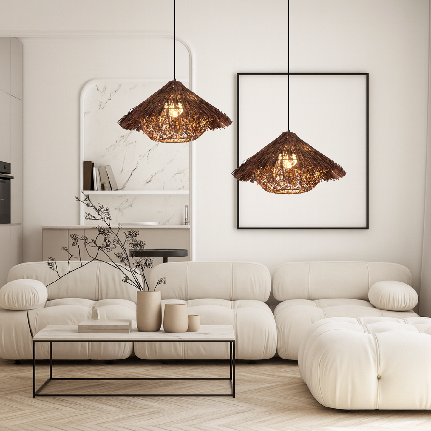 Lustro Rattan Bamboo Wiszące Lampy - Nowoczesny i naturalny design dla Twojego wnętrza