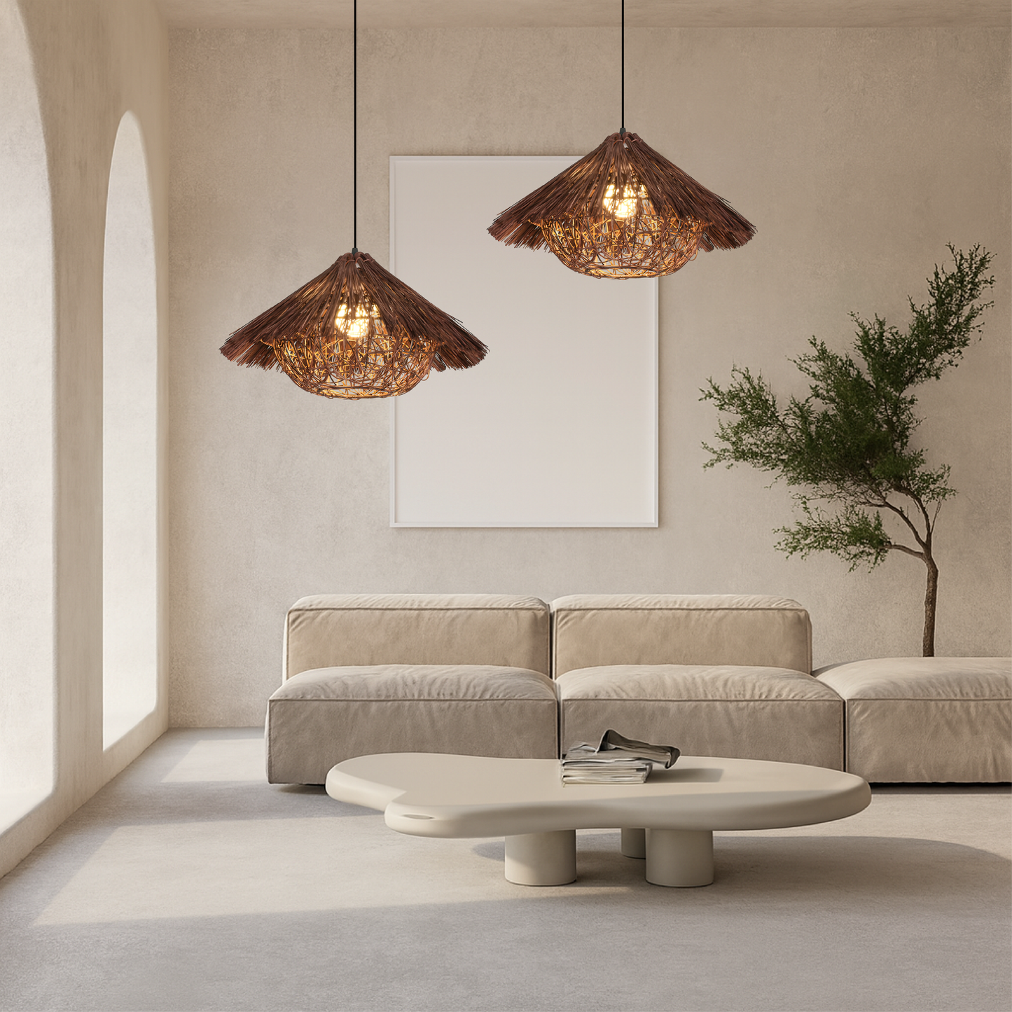 Lustro Rattan Bamboo Wiszące Lampy - Nowoczesny i naturalny design dla Twojego wnętrza