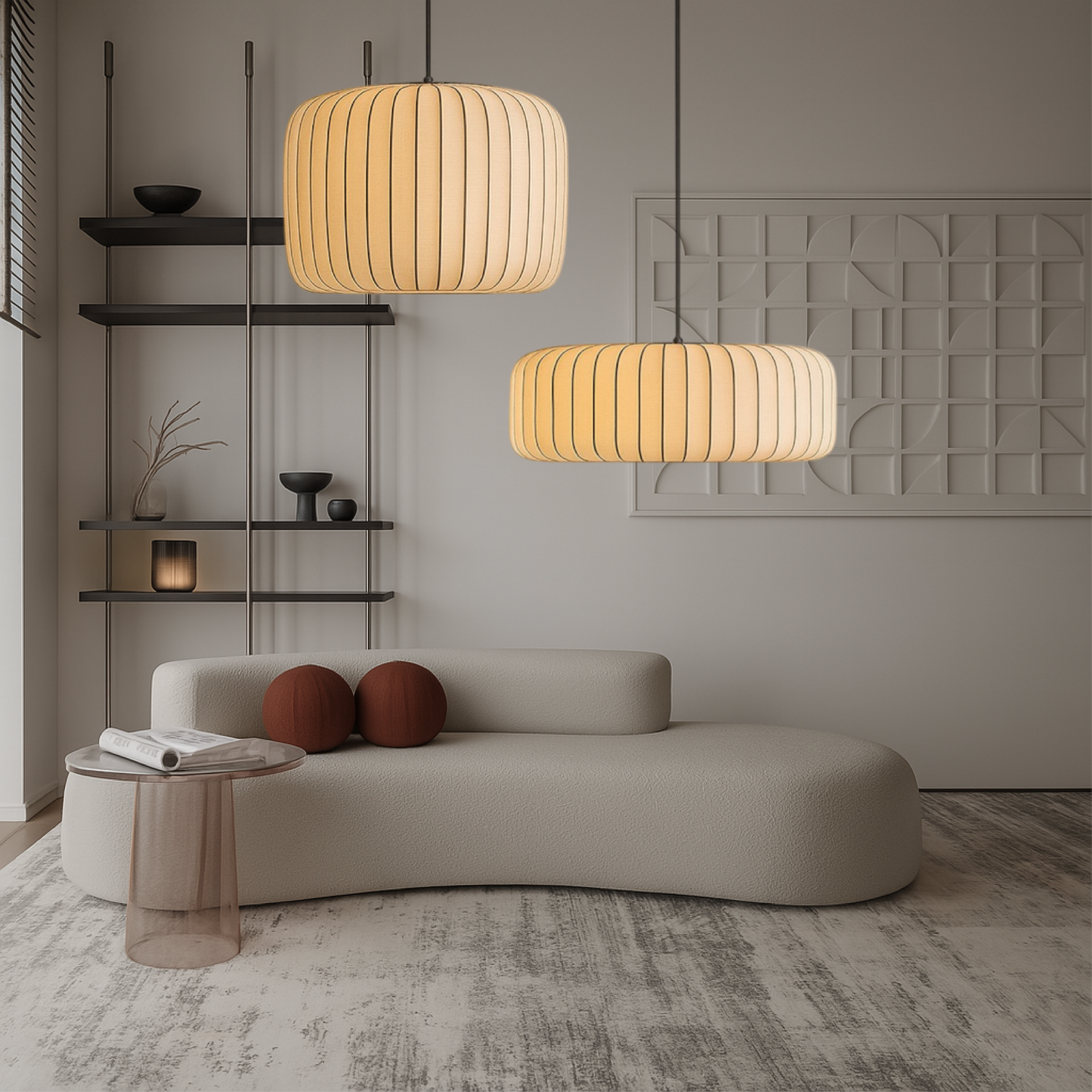 Lampa wisząca Rendara z jedwabnym kloszem dla eleganckiego styledu