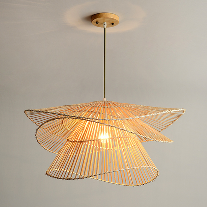 LAMPE PENDANT EN BOIS DE ROTIN ÉLÉGANTE