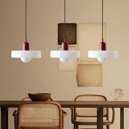Lampada a sospensione in vetro colorato Bauhaus con 3 teste