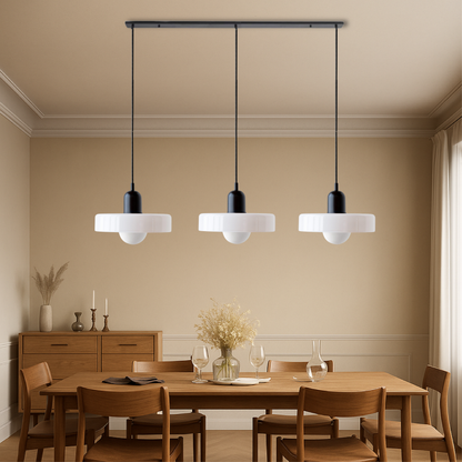 Three-Head Bauhaus Colored Glass Pendant Light — Modern Geometric Ceiling Fixture