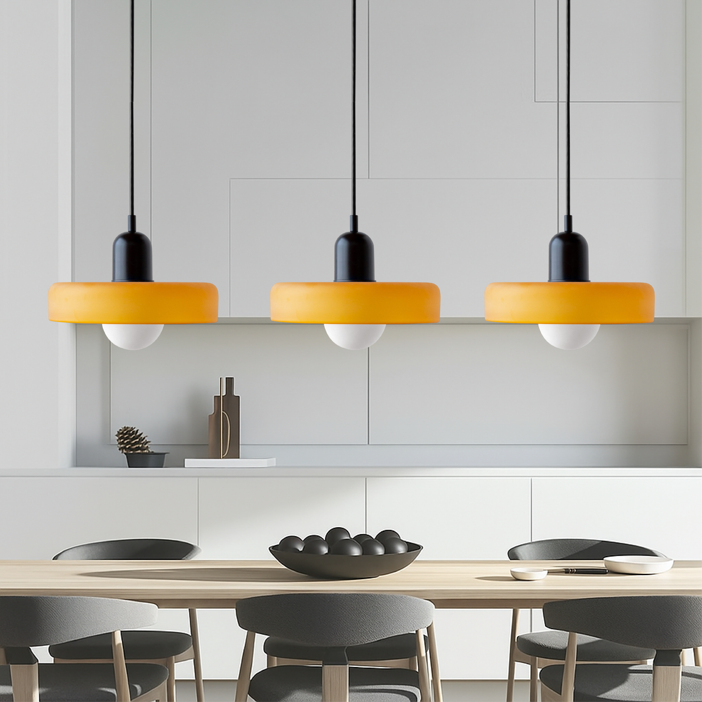 Lampada a sospensione in vetro colorato Bauhaus con 3 teste