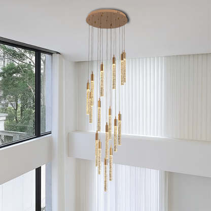 Kristallgoldene Acryl-Hängelampe mit Treppen-Design