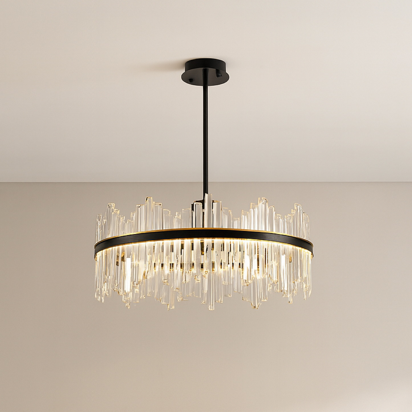 Elegance Éclatante : Lustre en Cristal Noir Terri