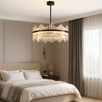 Elegance Éclatante : Lustre en Cristal Noir Terri