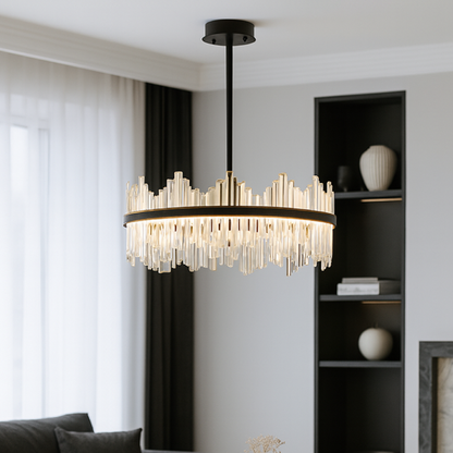 Elegance Éclatante : Lustre en Cristal Noir Terri