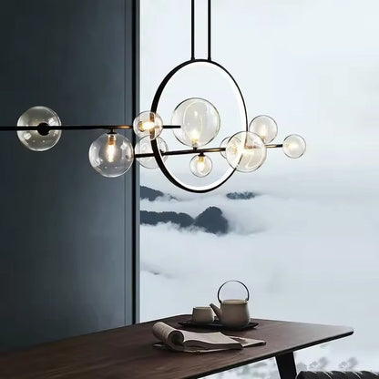 Lampadaire de Salle à Manger en Verre avec Table Intégrée