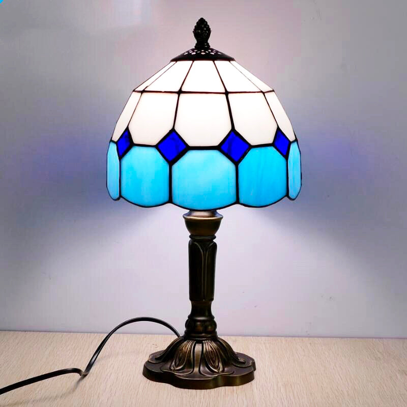 Blue Tiffany vintage bedside lamp mosaic design
