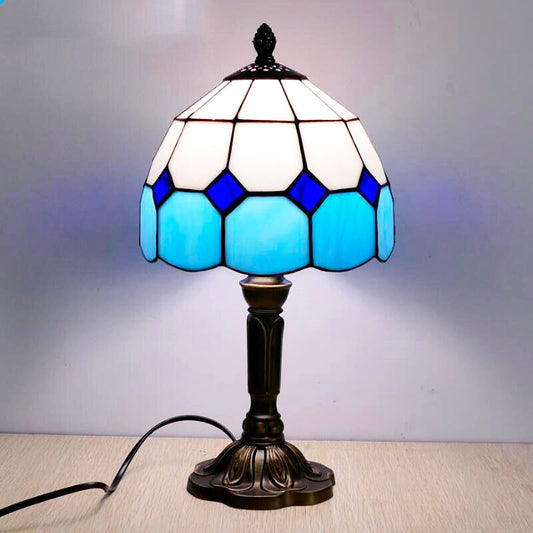 Blue Tiffany vintage bedside lamp mosaic design
