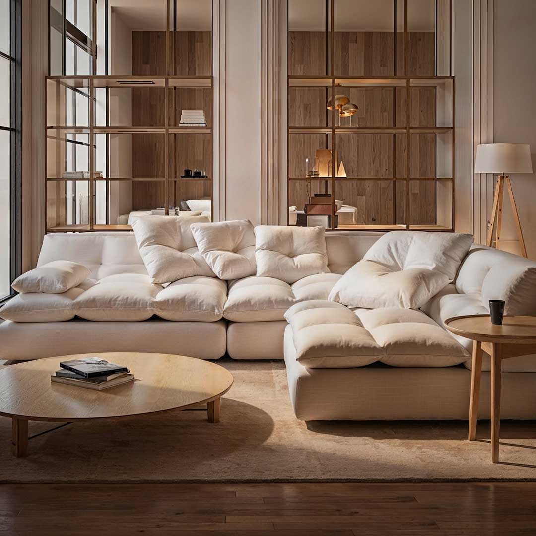 Reposapiés para sofá Nimbus - Comodidad acolchada con almacenamiento oculto y diseño moderno