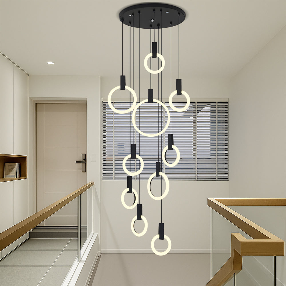 Staircase Chandelier with 7-10 Rings