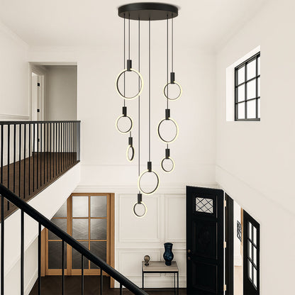 Staircase Chandelier with 7-10 Rings