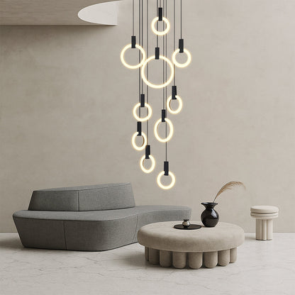Adjustable 7-10 Rings Staircase Chandelier