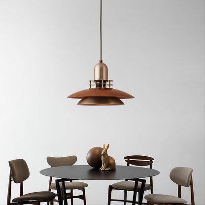 Plafonnier en bois de noix à couches pour une ambiance chaleureuse
