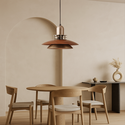 Plafonnier en bois de noix à couches pour une ambiance chaleureuse