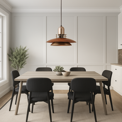 Plafonnier en bois de noix à couches pour une ambiance chaleureuse