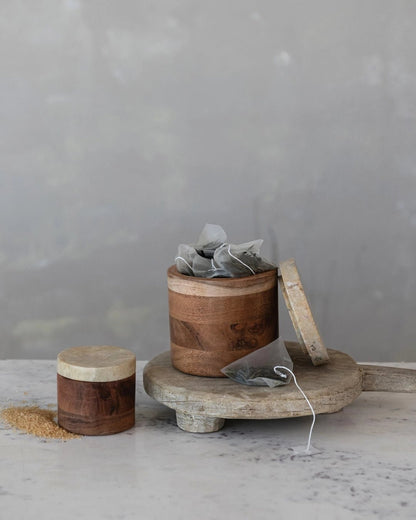 Synnove Wood Container with Marble Lid